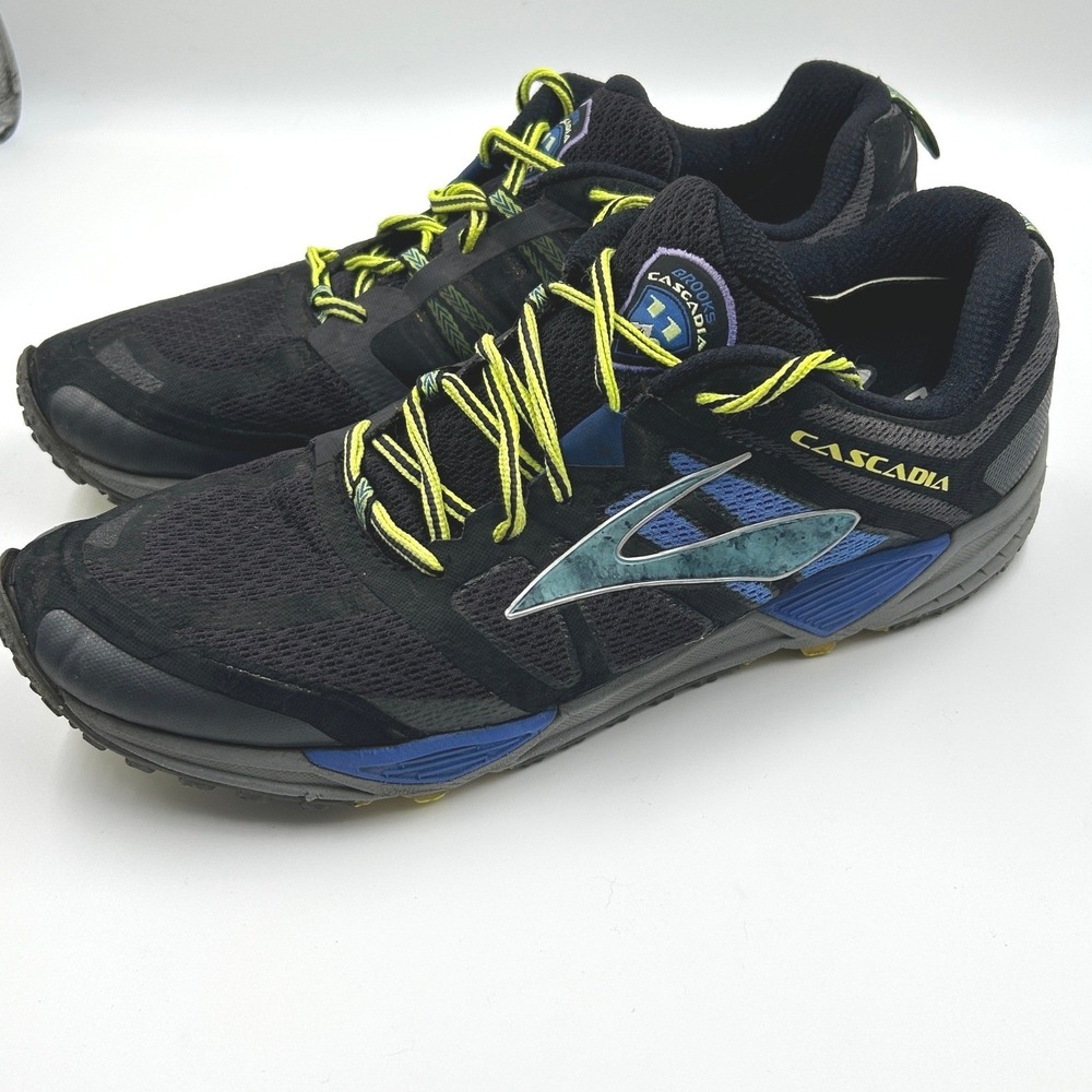 Brooks Cascadia 11 Trail Running Shoes Size 13 Black Blue Yellow Gorpcore - Picture 4 of 8